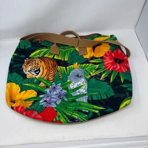 Vintage Accessories Unlimited Large‎ Tote Bag Tiger Tropical Print